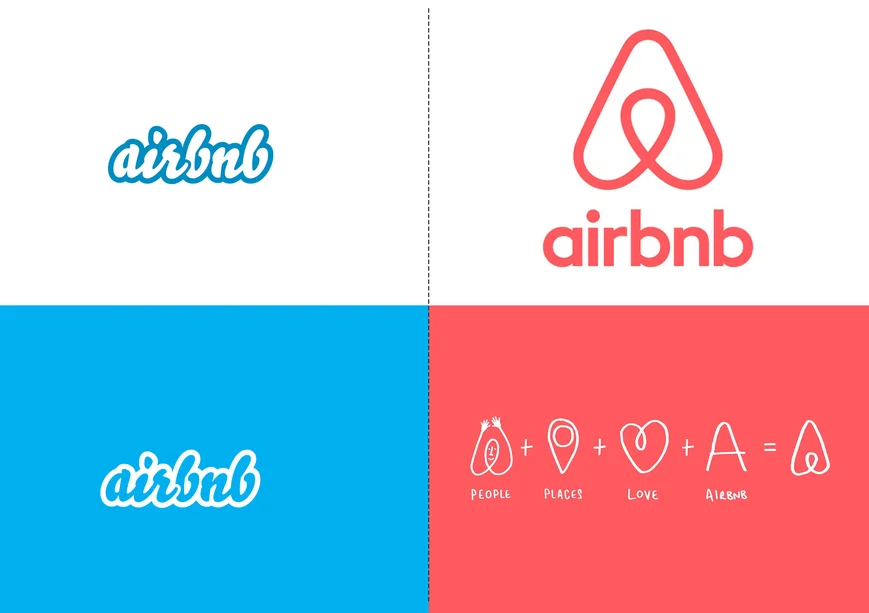 Airbnb-Logo im Vergleich vor und nach dem Rebranding 2014