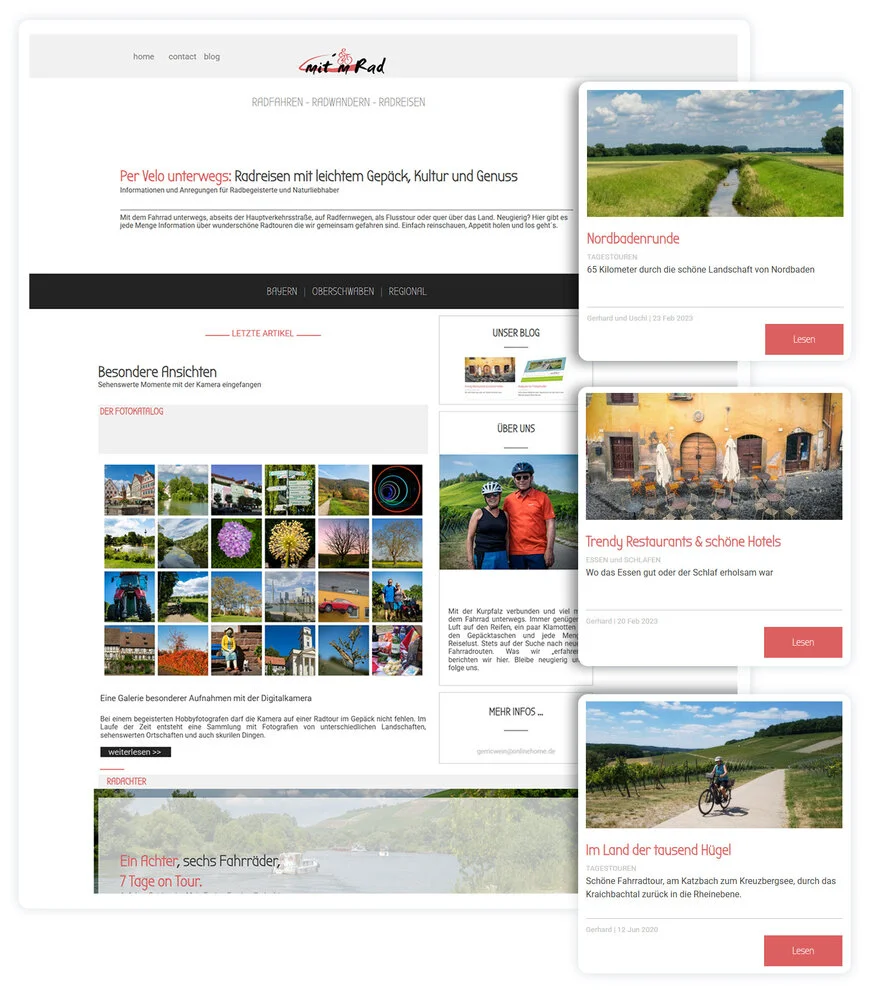 Website über Radrouten in Deutschland, erstellt mit WebSite X5 von Gerhard Weinert