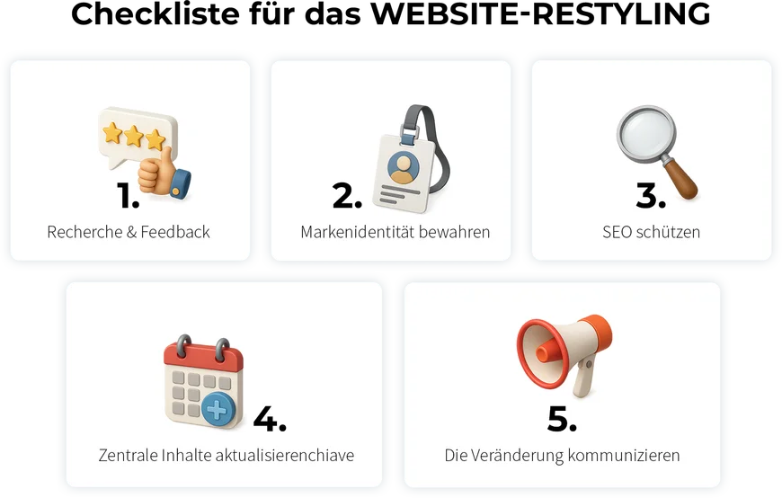 Website-Relaunch-Checkliste mit 5 praktischen Schritten zur sicheren Aktualisierung einer Website