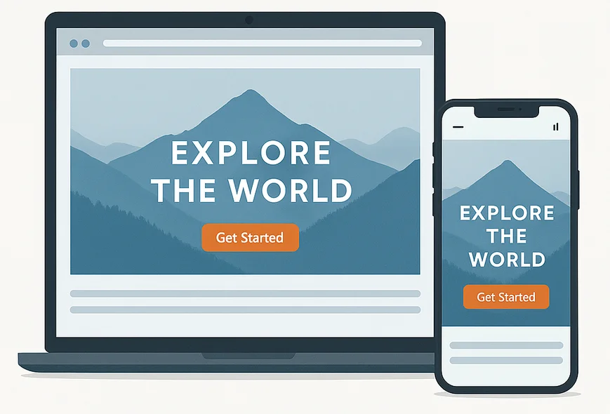 Beispiel eines Full Height-Layouts für Desktop und mobile Geräte angepasst