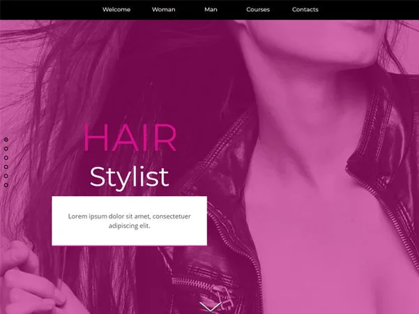 WebSite X5 Template „Hair Stylist“ mit Full-Height-Layout und Blocknavigation