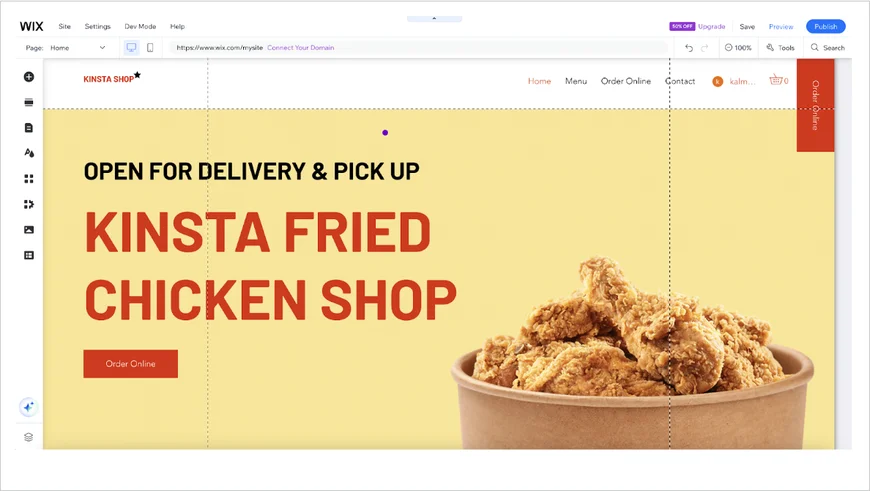 Visueller Drag-and-drop-Editor von Wix zur Erstellung von Websites